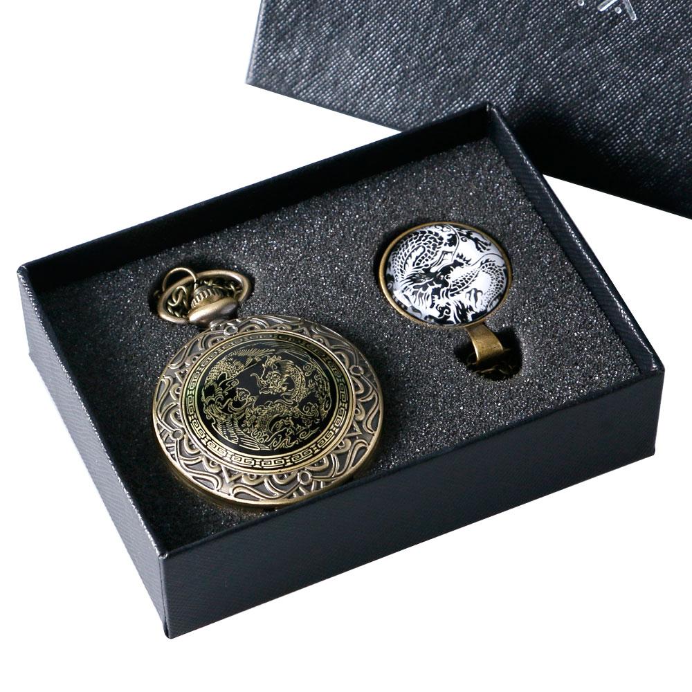 Montre Pendentif Coffret Cadeau - Dragon noir - Goussets Béguin - 1