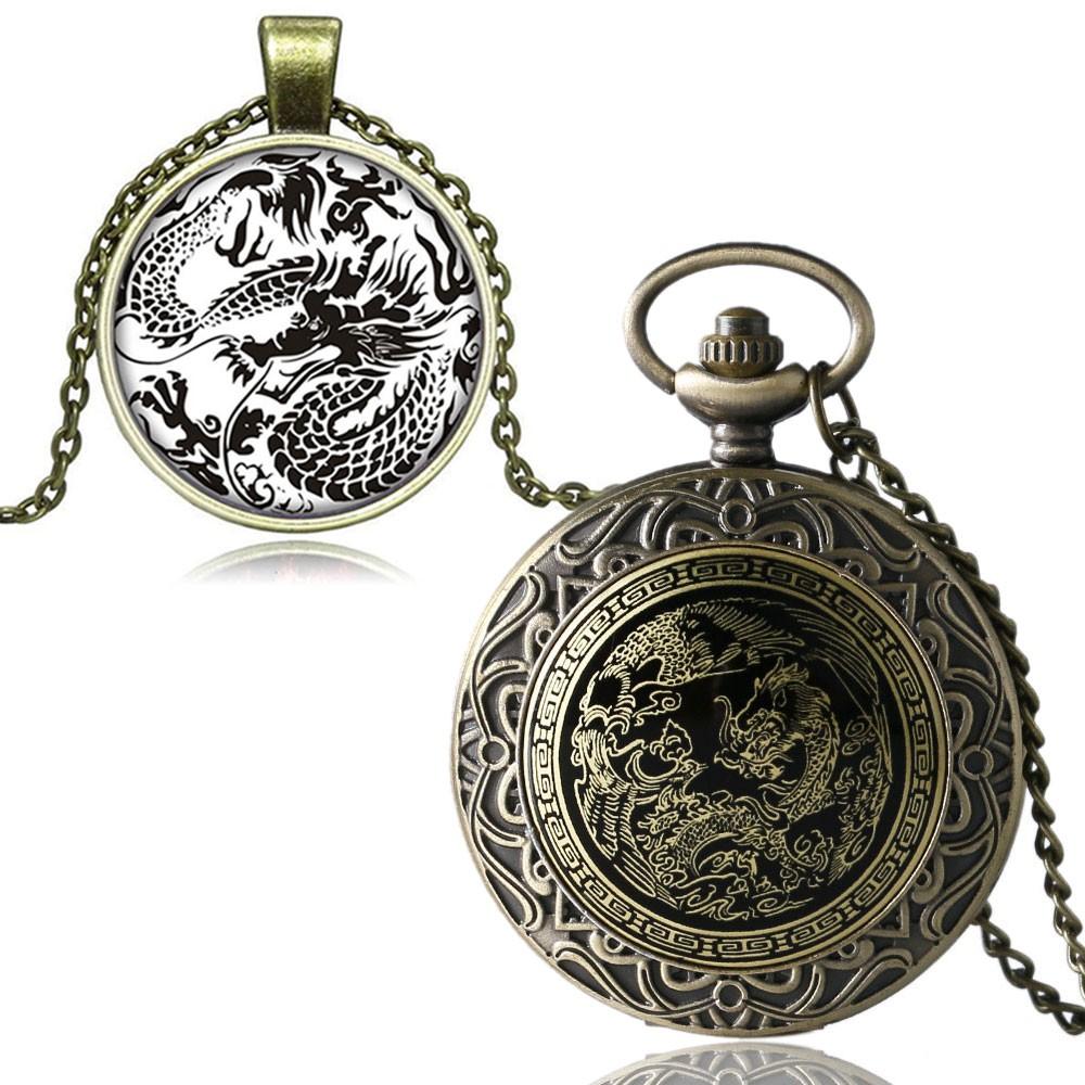 Montre Pendentif Coffret Cadeau - Dragon noir - Goussets Béguin - 2